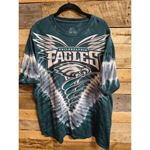 Vtg Philadelphia Eagles Majestic Tie Dye Shirt XXL - Y2K AOP Winged Whirlwind